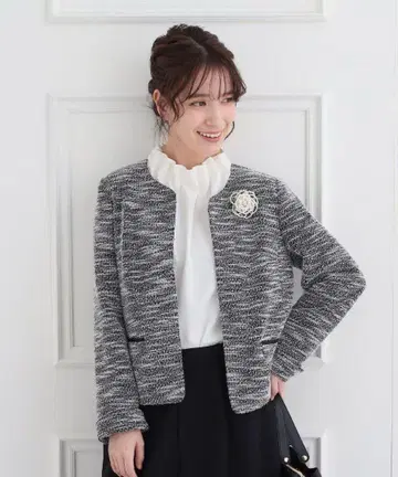 노카라 트위드 자켓 그레이 계열
