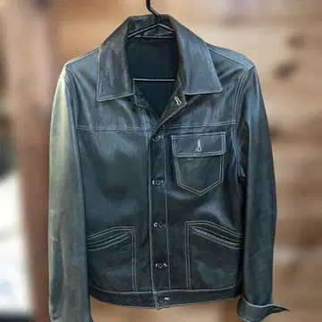 Harris 다크 그린 가죽 자켓 40