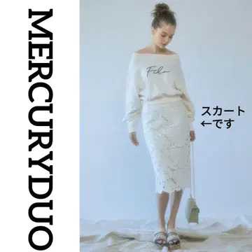 컨디션 최상 MERCURYDUO 플라워 레이스 타이트 스커트 화이트 S
