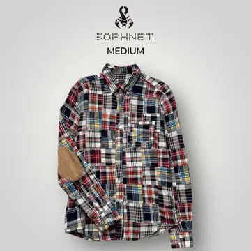 SOPHNET. 체크 패치워크 플란넬 셔츠 M