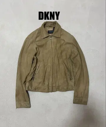 질감 DKNY 집업 가죽 자켓 베이지 ML 정도 숏 기장