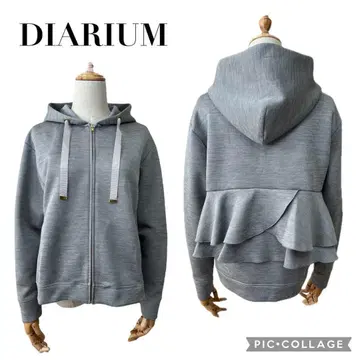 DIARIUM/디어리움 백 프릴 후드티 그레이 후드 자켓