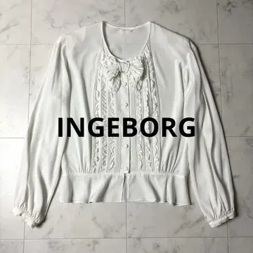 새상품급 INGEBORG 리본 포함 프릴 블라우스 셔츠 화이트