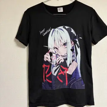 애니메이션 캐릭터 반팔 티셔츠 S 블랙