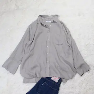오버사이즈 [Mila Owen] 프렌치 린넨 셔츠(F) 베이지 린넨100