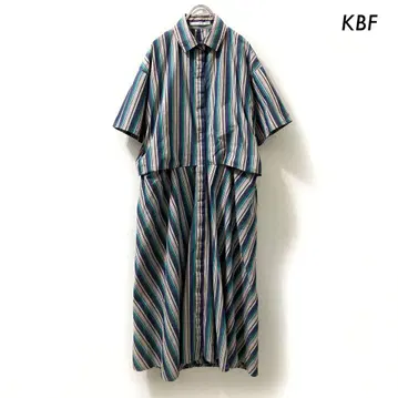 KBF WIDE 스트라이프 셔츠 원피스 반팔