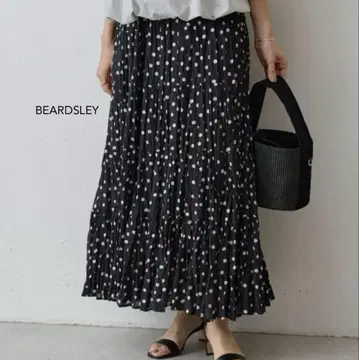 BEARDSLEY 크링클 도트 스커트 티어드 롱 기장 사이즈 F