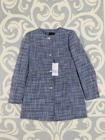 ZARA 네이비 체크 무늬 자켓
