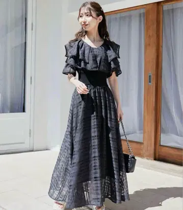 MAJESTIC LEGON 더블 컬러 코르셋 원피스 블랙