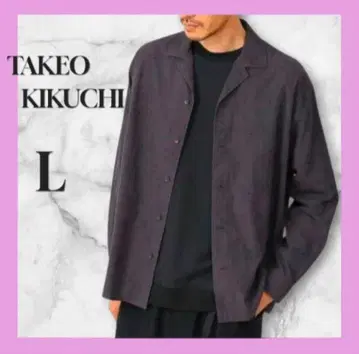 TAKEO KIKUCHI 플라워 자수 오픈 카라 셔츠 멋쟁이