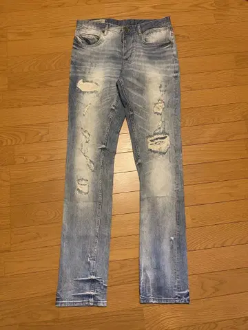 ZARA MAN 데미지 진 라이트 블루 슬림핏