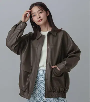 GLOBAL WORK 에코 가죽 블루종