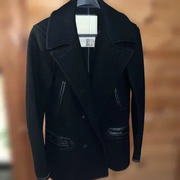 HOSU 울 더블 브레스트 피코트 블랙