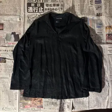 오픈 카라 린넨 티셔츠 유로