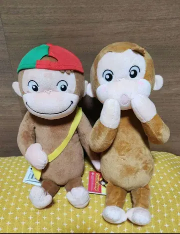 아기 원숭이 조지 L 봉제 인형 봄맞이 외출 부끄부끄! 2종류 세트