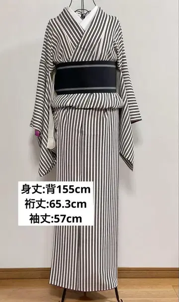 블랙 화이트 줄무늬 코몬, 기장 뒤에서 155cm, 소매 길이 긴 스타일