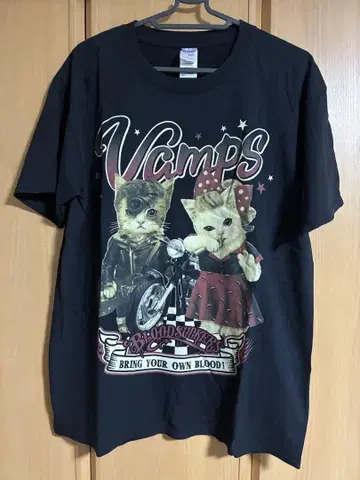 VAMPS 키시단 만박 얕보지마 고양이 로커빌리 티셔츠 L 사이즈