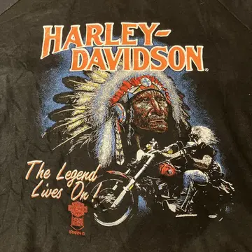 80s Harley-Davidson 인디언 맨투맨 래글런