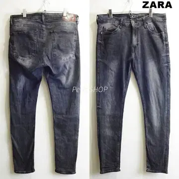 ZARA MAN 스키니 데님 W89cm 강력 스트레치 블랙 모로코산