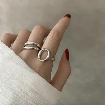 silver925 스타일리시 W line & O 실버 반지