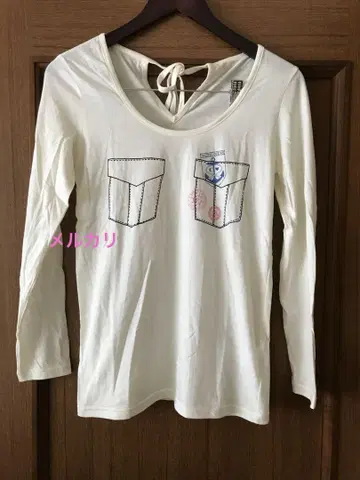 샬롯론슨 롱T 마린 프린트 리본 트롱프뢰유 포켓