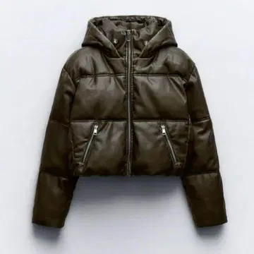 ZARA 인조 가죽 숏 다운