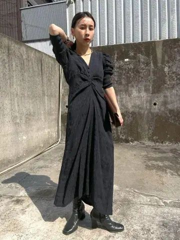 BACK OPEN GATHER DRESS ameri vintage