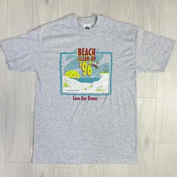 90s USA 제작 싱글 스티치 비치 티셔츠 클린업