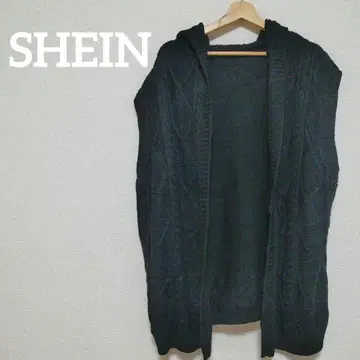 SHEIN 후드 부착 블랙 가디건 US 22 베스트 심플