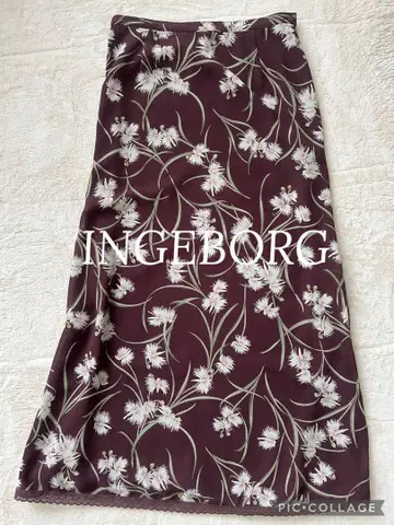 INGEBORG 잉게보르그 꽃무늬 레이스 롱 스커트 M 브라운