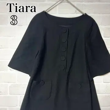 티아라 오부 소매 원피스 버튼 A라인 슬림 Tiara 블랙 블랙