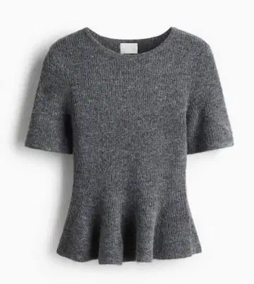 H&M 에이치앤엠 리브 니트 페플럼 탑 S