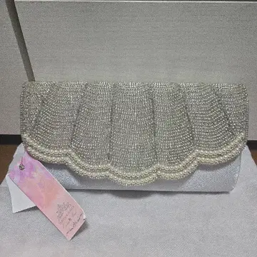가격표 결혼식용 파티 백 클러치백 실버 그레이 펄 비즈