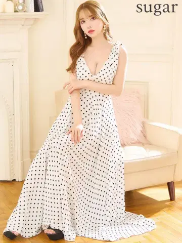 ERUKEI 엘르 캬바 드레스 원피스 화이트 도트