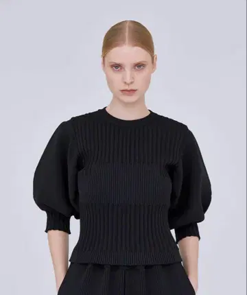CFCL FLUTED LUCENT SHORT PUFF SLEEVE TOP