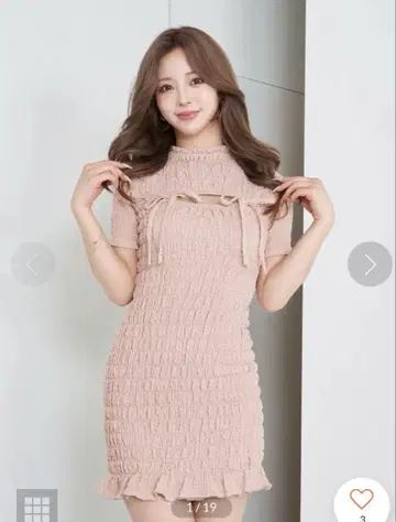 Darich 리본 셔링 미니 원피스