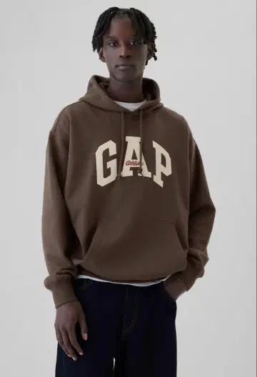 GAP 로고 후드티 브라운 XL