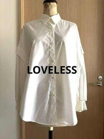 LOVELESS 화이트 긴팔 셔츠 플리츠 소매
