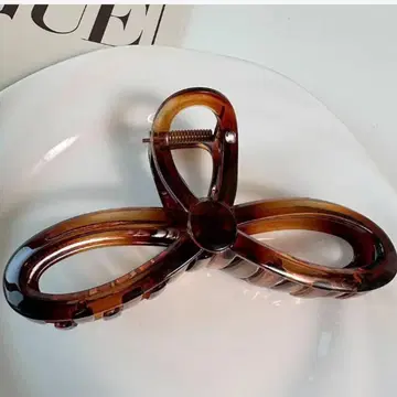 리본 모양 브라운 헤어 클립
