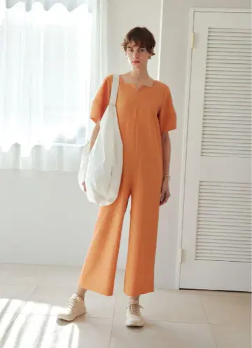 새상품 emmi atelier 린넨 혼방 올인원 오렌지 여성용