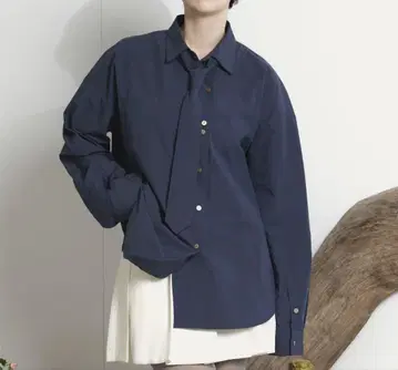 nuance button tie shirt / 뉴앙스 버튼 타이 셔츠