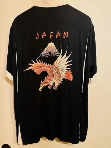 새상품급 테일러 토요 스카 볼링 셔츠 일본풍 패턴 자수 블랙 x 화이트