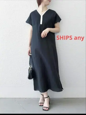 SHIPS any: 시어 린넨 믹스 핀턱 원피스 페티코트