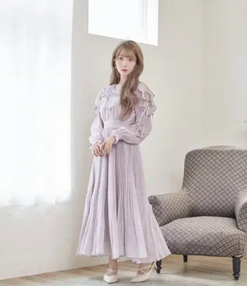로제뮤즈 floral line pleated dress 라벤더