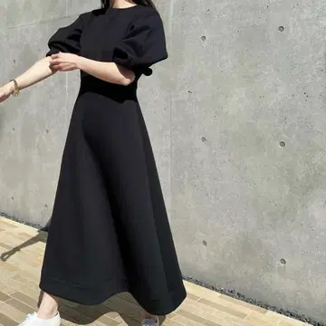 TWILL 트윌 볼륨 슬리브 A라인 원피스 종이상자 턱