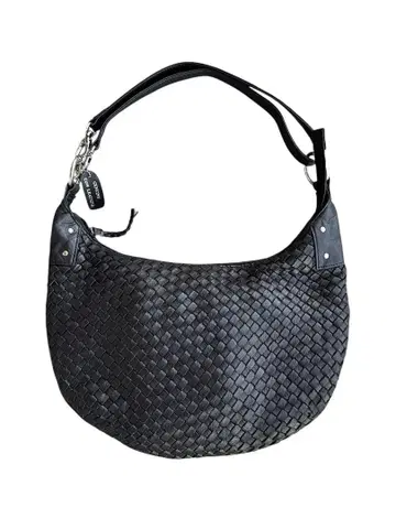 braid leather half moon shoulder bag
