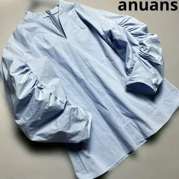 23년 모델 anuans 디테일 개더 블라우스 볼륨 개더 스카이블루