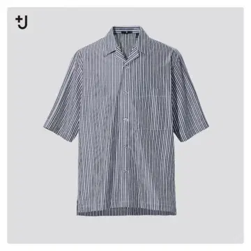 새상품급 UNIQLO+J 수피마 코튼 오버사이즈 오픈 칼라 셔츠 반팔 M