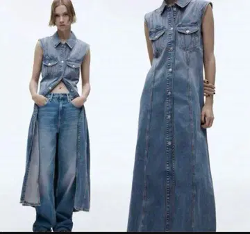 ZARA 데님 롱 원피스