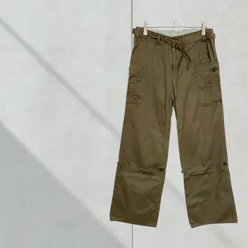 T377 [휴먼 우먼] 카고 팬츠 밑단 롤업 벨트 카키